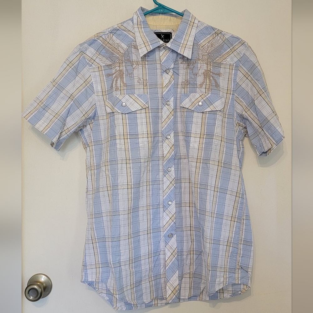 Men's Marc EckoShort Sleeve Button Front Shirt Size Medium